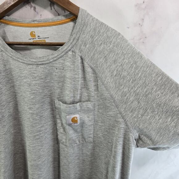 Carhartt T Shirt Mens XL Gray Pocket Relaxed Fit Short Sleeve Delmont Raglan - Picture 11 of 12